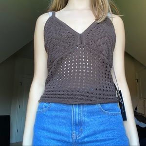 New York & Company Brown Knit Shirt